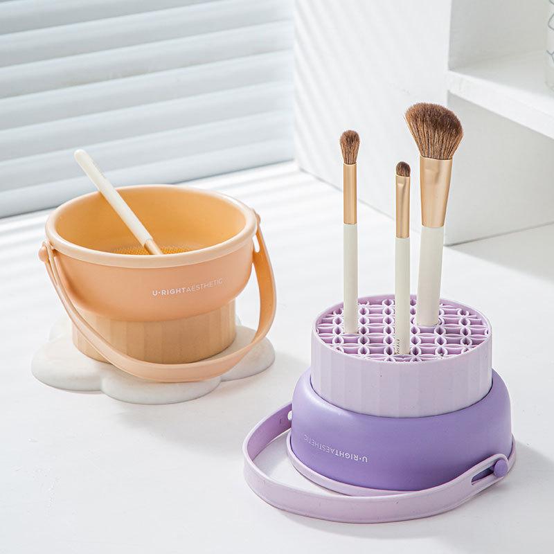 Makeup Brush Cleaning Box Silicone Beauty Egg Cleaning Magic Tool Set Beauty Washing Bowl Storage Box Powder Puff Drying Rack