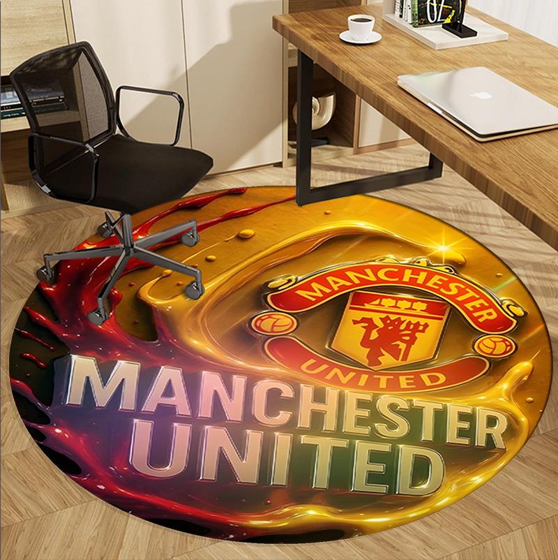 Tappeto Rotondo con Fantasia Football United F.C, Tappetino da Interno/Esterno, per Picnic, Sala Giochi, Camera da Letto, Ufficio, Soggiorno, Tappeto Decorativo per la Casa, Regalo di Compleanno