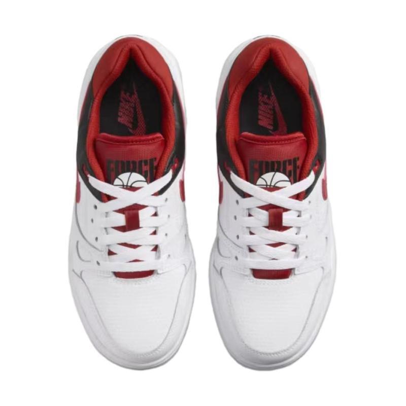 Nike Full Force Low Top Kids' Skateboarding Shoes White Red Sneakers FV5929-100