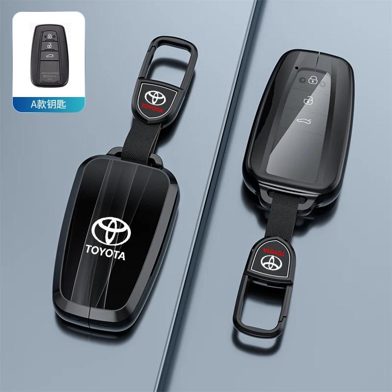 New Zinc Alloy Leather Car Key Case Cover Shell For Toyota CHR Hilux Fortuner VHFDT6 Land Cruiser 200 Camry Corolla Crown RAV4 Highland