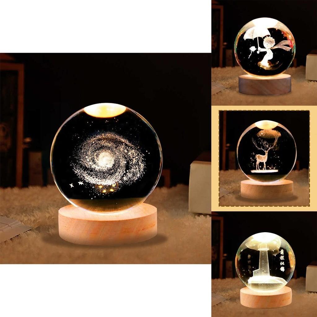 Kreative leuchtende Kristallkugel Dekoration Sternenklare Nachtlicht USB-Basis Schlafzimmer Schmuckstück Geschenk