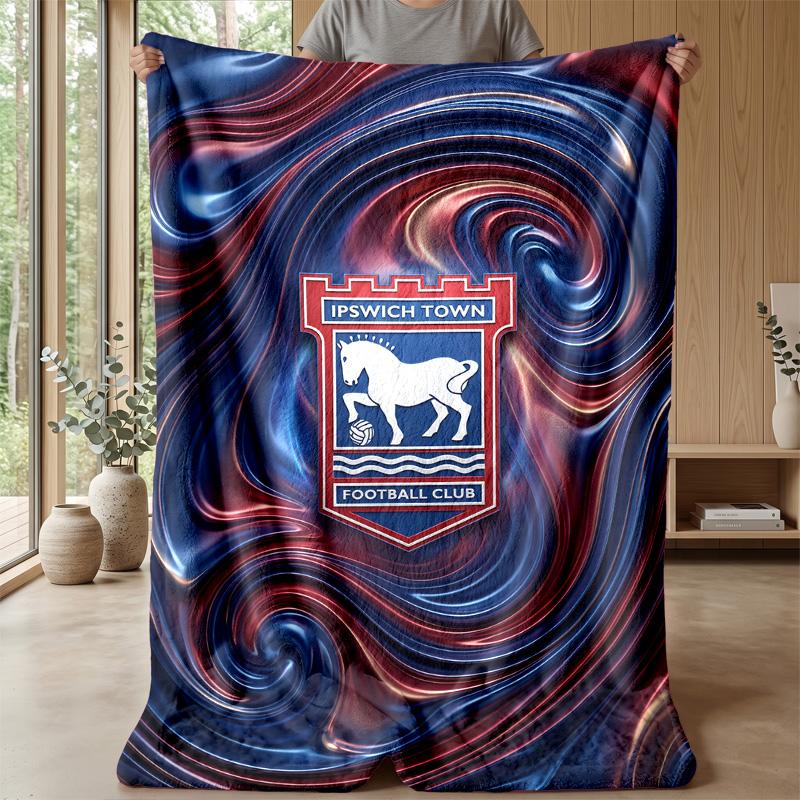 Ipswich Town Football Print Flannel Blanket, Soft Warm Lightweight Throw Blanket for Sofa Bed Camping