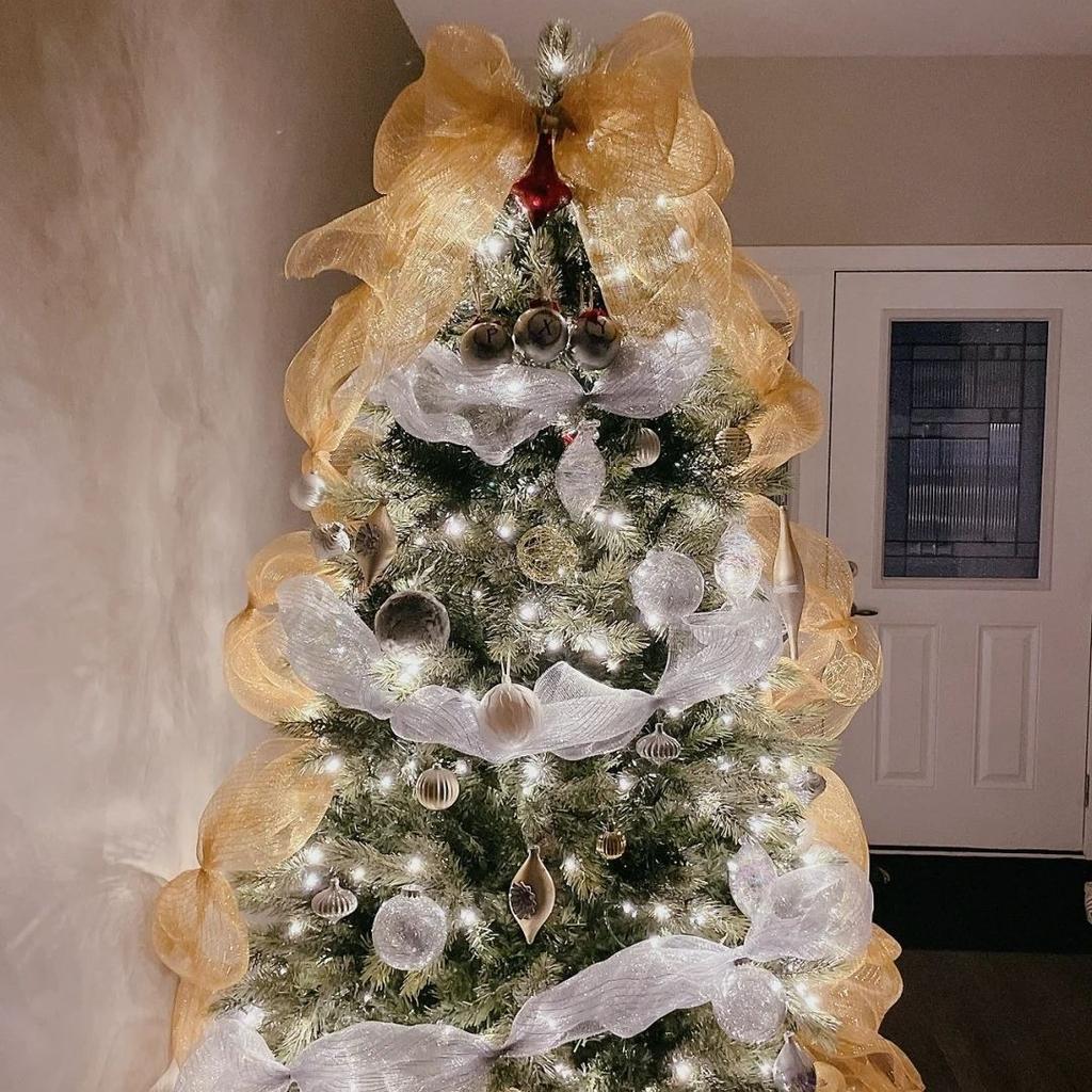 Cintas de gasa de cristal navideñas Adornos para árboles de Navidad para la puerta del hogar Regalos de Navidad Noel Kerst Feliz Año Nuevo