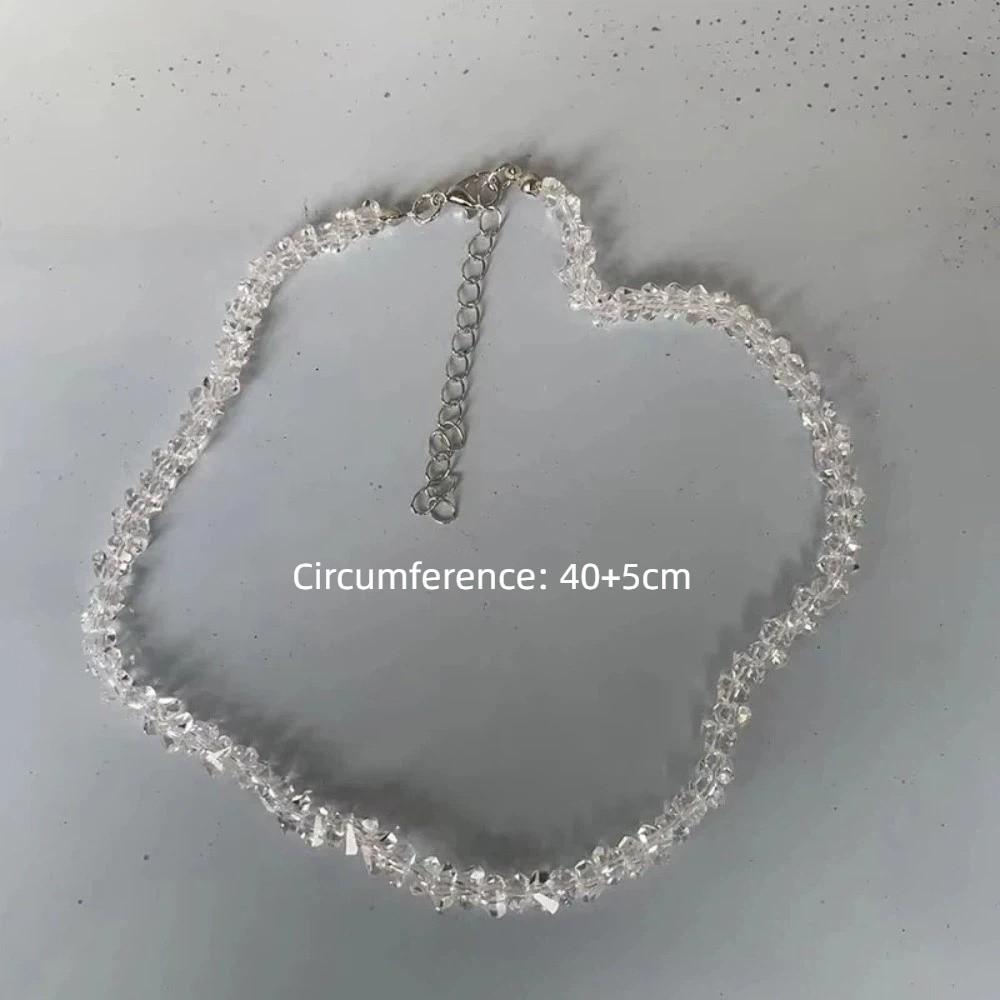 Multi-faceted Crystal Glass Crystal Choker Necklace Simple Collarbone Necklace Women