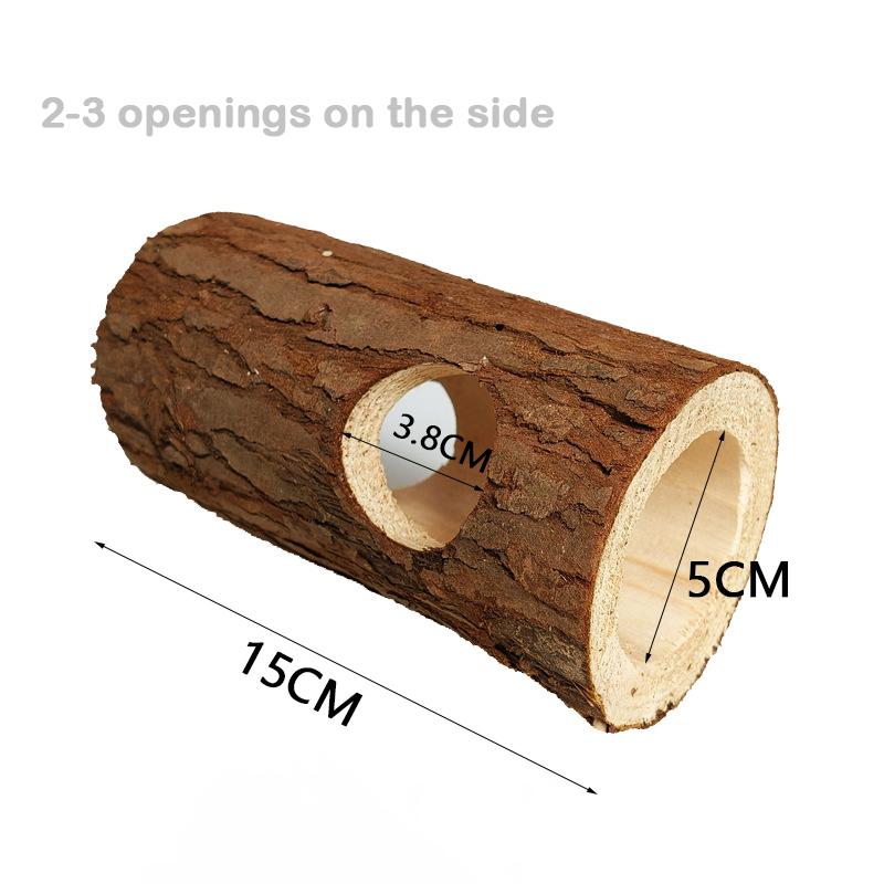 Hamster Tree Hollow Toy Fir Wood Stump Hideout Burrow Tunnel Cage Decor Chew Grinding Toy for Small Pet Syrian Hamster