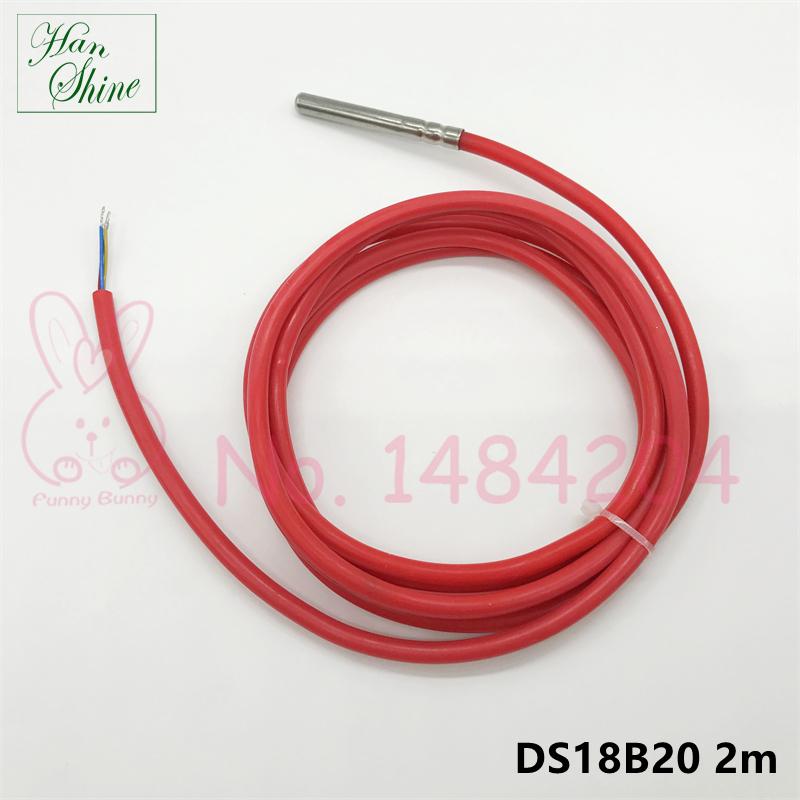 DS18B20 Waterproof Digital Temperature sensor 6mm * 50mm Stainless Steel Probe 18b20 1m 2m 3m 5m Silicone Cable