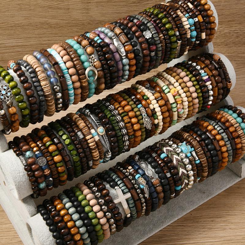 New random hot-selling coconut shell wood beads beaded elastic line men's bracelet bracelet bracelet