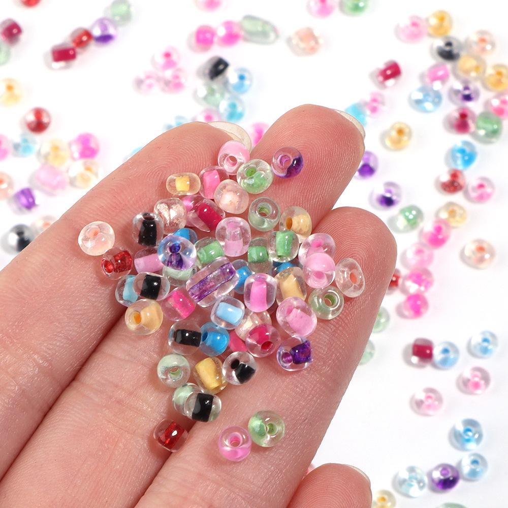 4mm Transparent Dyed Core Glass Seed Beads for DIY Bracelets, 450g Bag