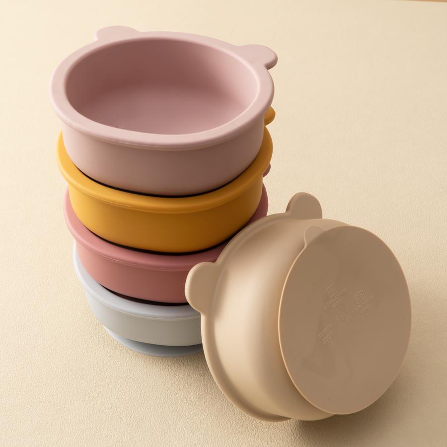Color Kids Silicone Feeding Baby Tableware Cute Cartoon Bear Bowl Suction Feeding Bowl Toddle Training Dinner Dishes Baby Stuff