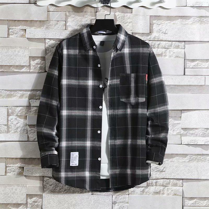 Classical Men Plaid Shirts Long Sleeve Casual Regular Fit Male Tops Autumn Spring
