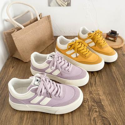 H988 Zapatillas retro de estilo americano de Hong Kong para mujer, nuevas versátiles de primavera y otoño, casuales con plataforma, de lona, zapatos blancos pequeños