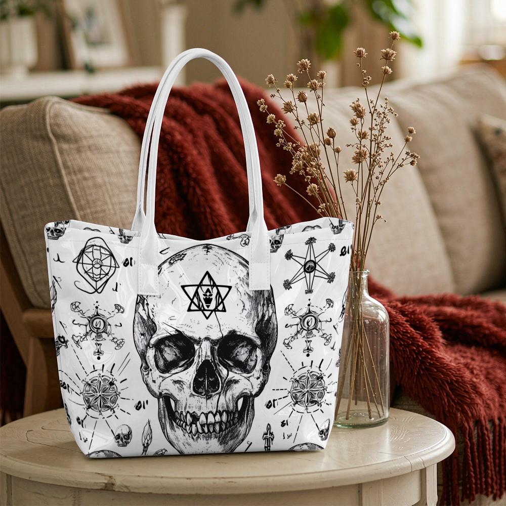 Gothic Skull Pattern Shoulder Bag Casual Large Capacity Daily Use Tote