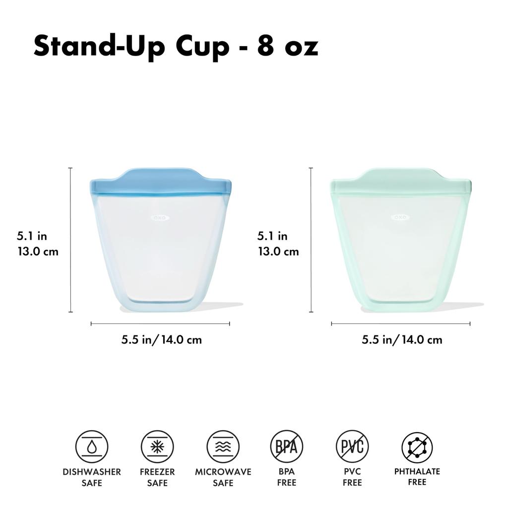 OXO Tot Silicone Stand Green Light Blue Opal and Dishwasher Bags, 2-Pack (Light & / & Dusk), Microwave, Freezer, Safe.