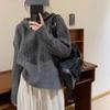 Maglione morbido retrò a trecce con cappuccio da donna autunno-inverno ampio pigro antivento maglieria