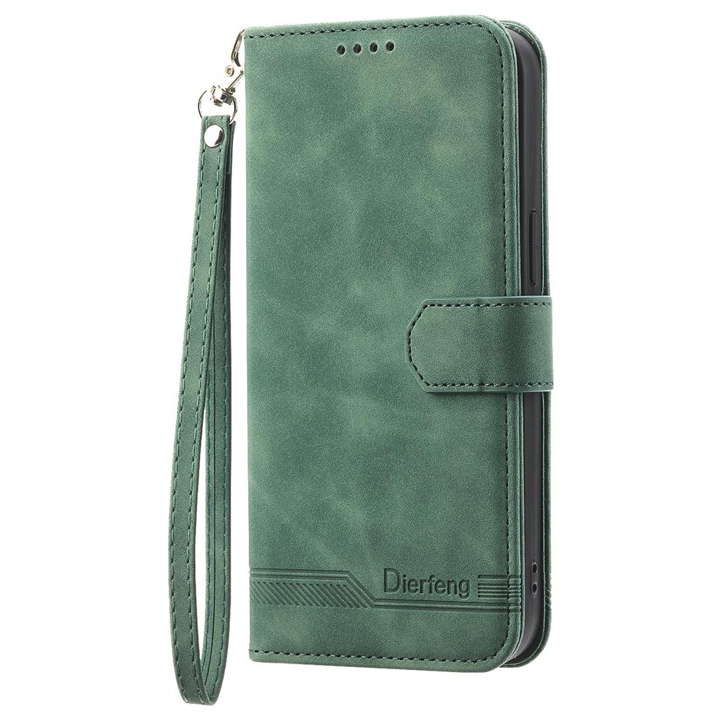 DIERFENG DF-03 For Realme 14 Pro+ 5G Leather Case Lines Imprint Wallet Phone Cover