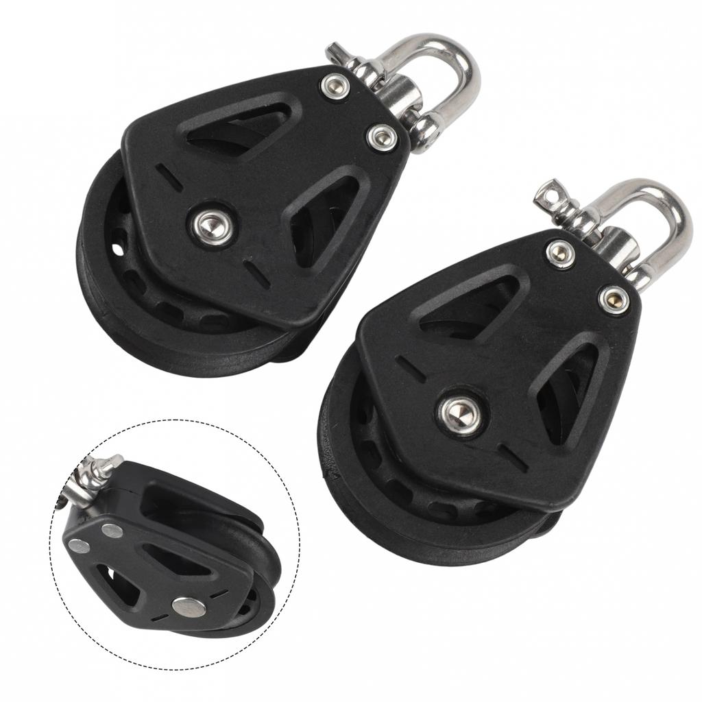 Set of 2 Heavy Pulley Blocks for Marine Use with Enhanced Bearing System