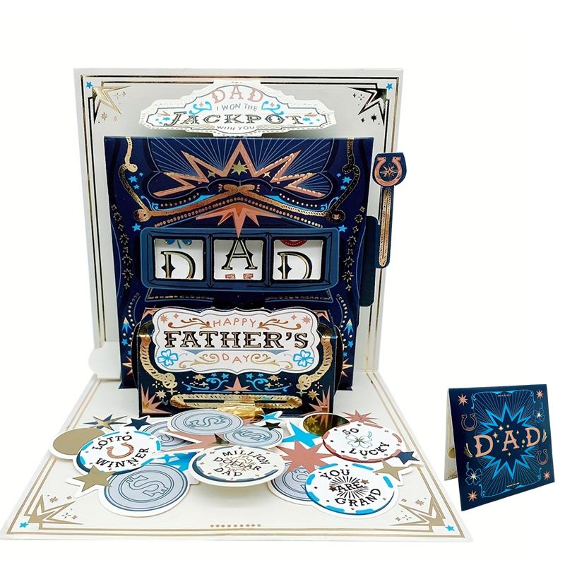 

1pc Happy Fathers Day Handmade Greeting Card Paper Fathers Day Cards 3D Pop-Up Cards Gift