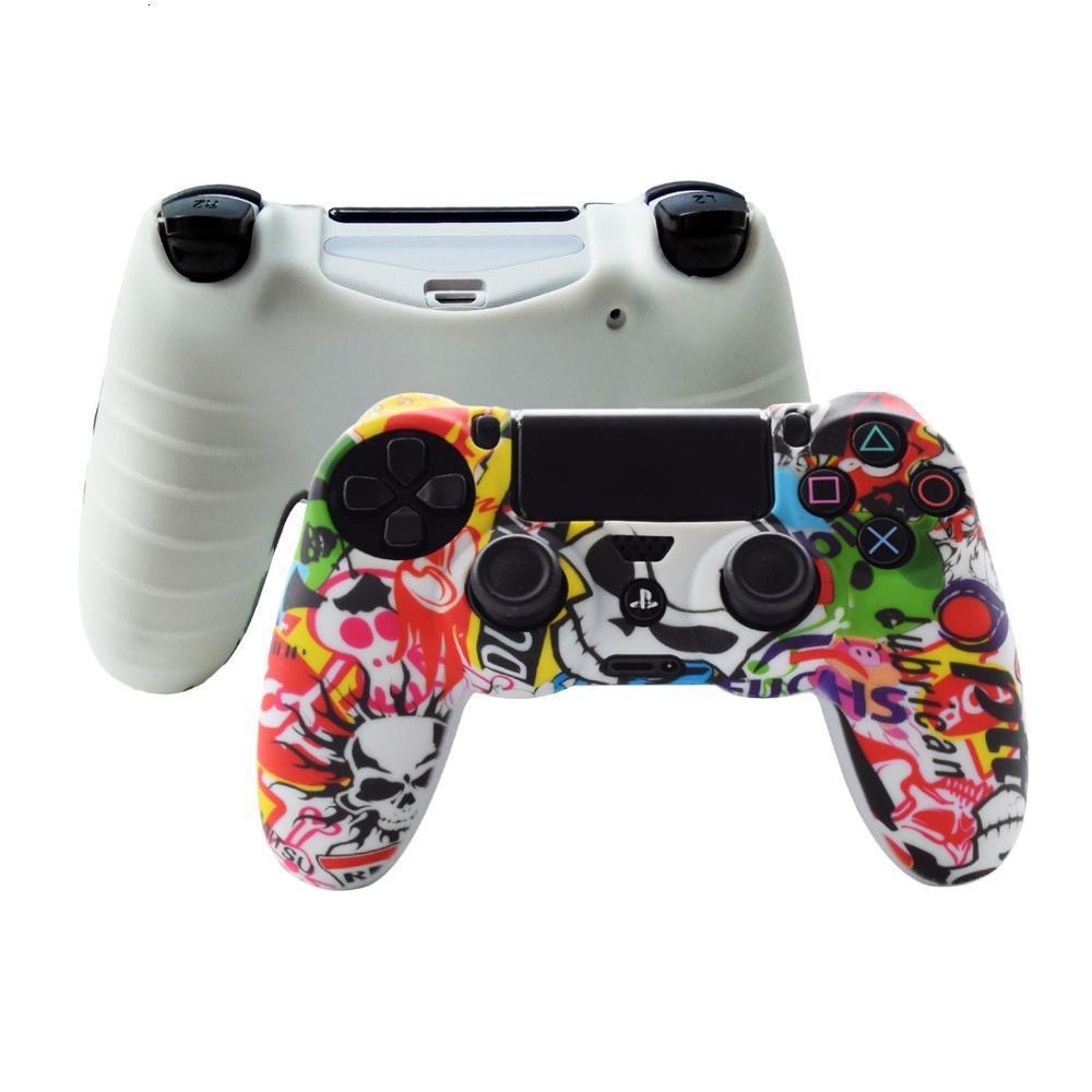 Weiche Silikon-Schutzhülle Kompatibel mit PS4 Game Controller Anti-Rutsch-Abdeckung Mit Daumenkappen