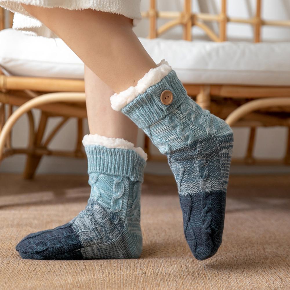 Women winter Christmas fleece floor socks,adult anti-slip snow sock covers,soft plush indoor home carpet socks,warm cozy house slipper socks