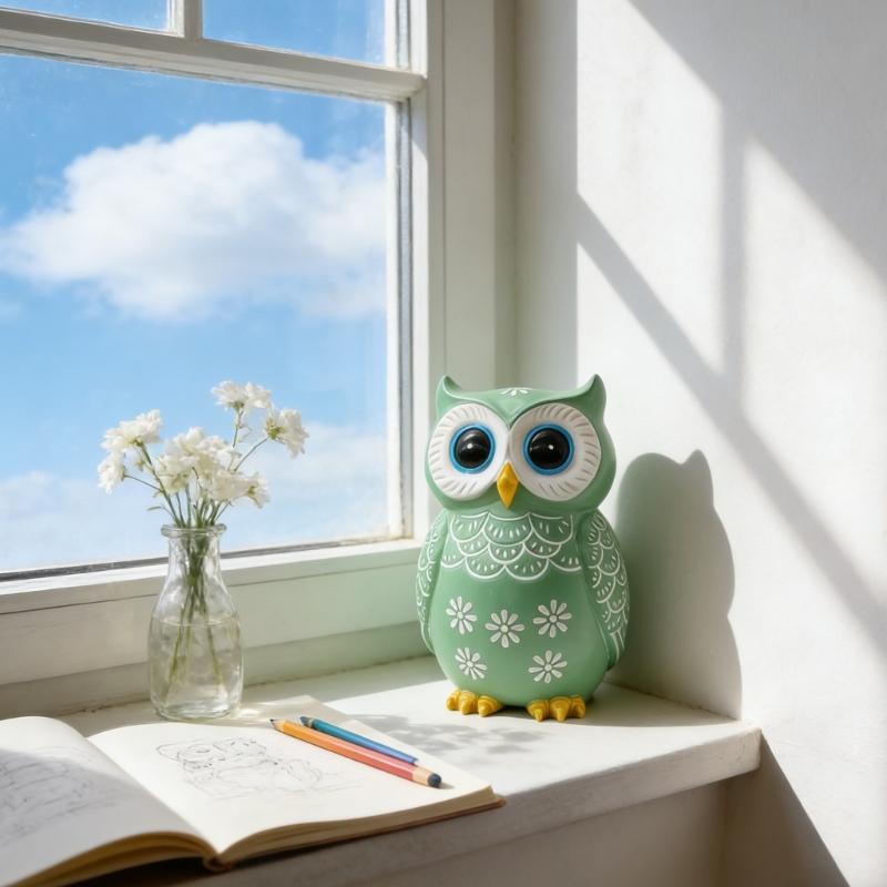Owl Statue Home Decors Accents Small Animal Sculptures Lovely Owl Figurines for Bedroom Home Gift for Birds Lover