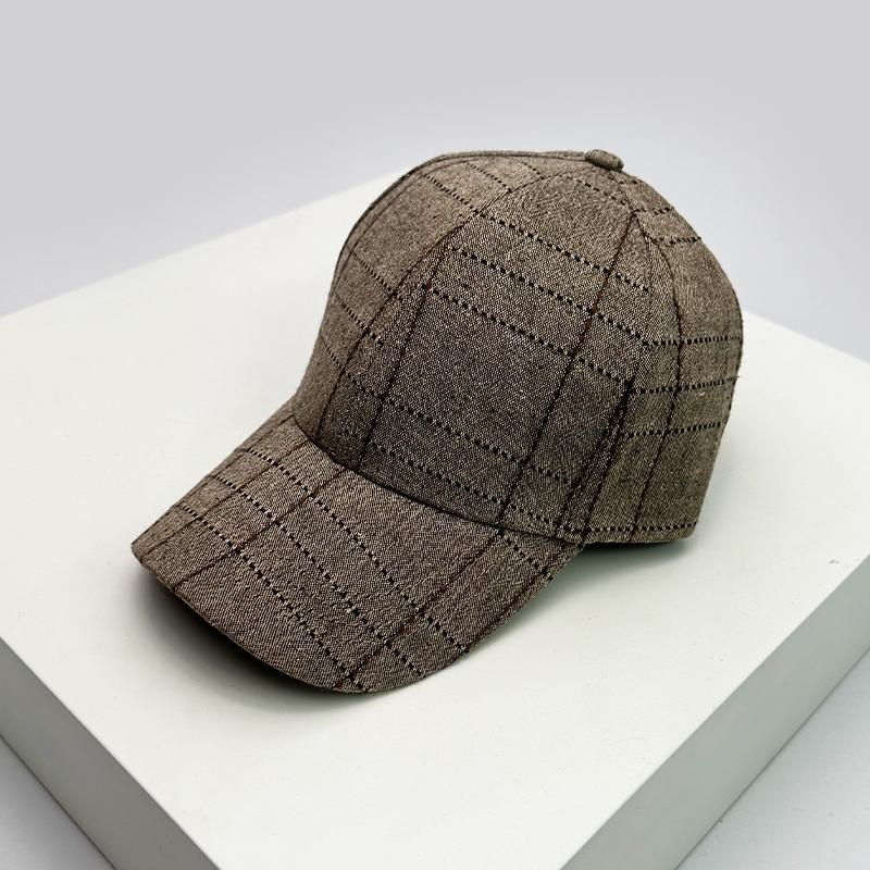 Automne Hiver Hommes Femmes Nouveau Polyvalent Rayure Casquettes de Baseball Britanniques Carreaux Mode Coton Chaud Doux Pied-de-poule Rétro 52-60cm black