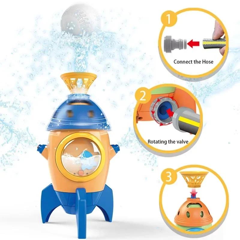 2 In1 Water Spray Jet Launch Baseball Kids Toys One Key Outdoor Sphere Sprinkler Plaything Lawn Water Swimming Pool Boy Playing Game