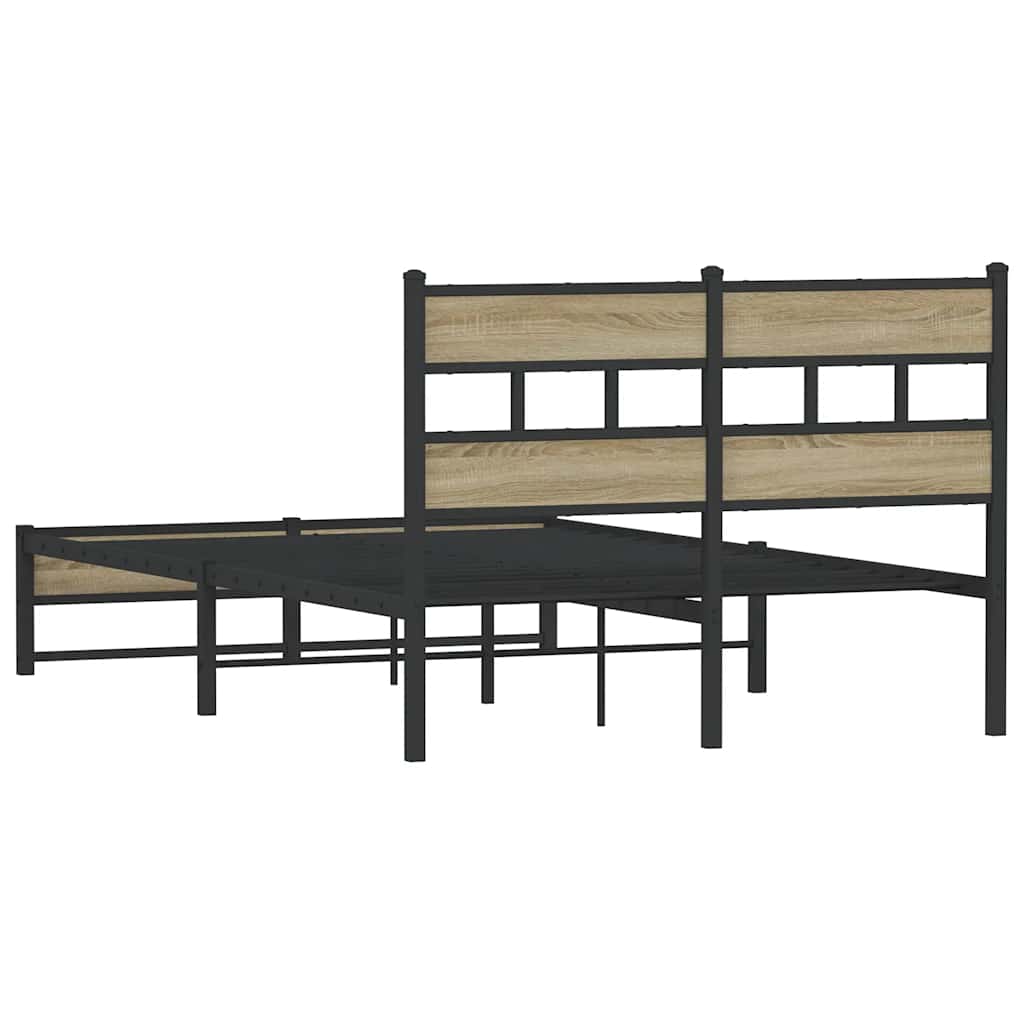 Metal Bed Frame without Mattress Sonoma Oak Finish 120x200 cm
