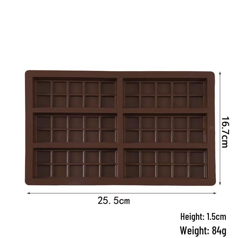 6-Cavity Rectangle Silicone Chocolate Mold for Easy Release and High-Temperature Resistant Dessert Making.