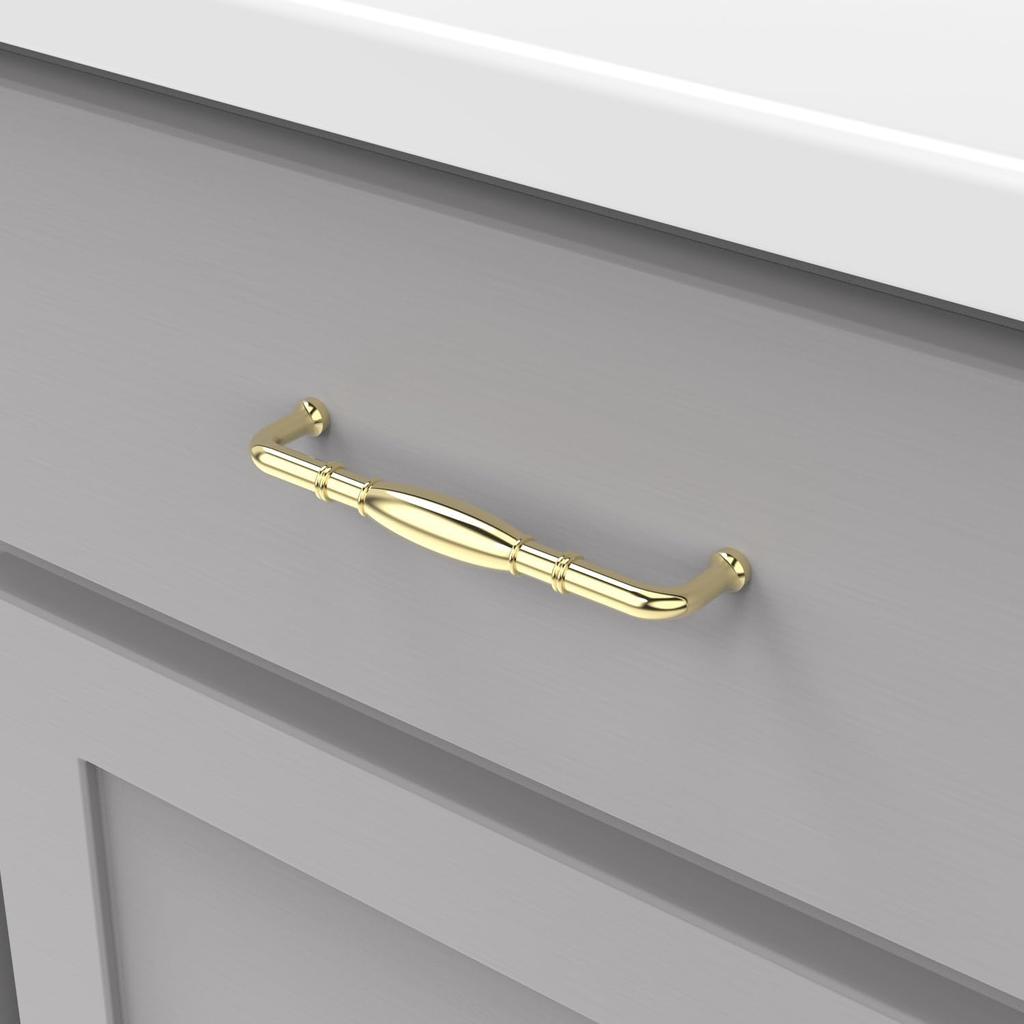 Hickory Hardware 1 Pack Solid Core Kitchen Cabinet Pulls, Luxury Cabinet Handles, Hardware for Doors & Dresser Drawers, 5-1/16 Inch (128mm) Hole