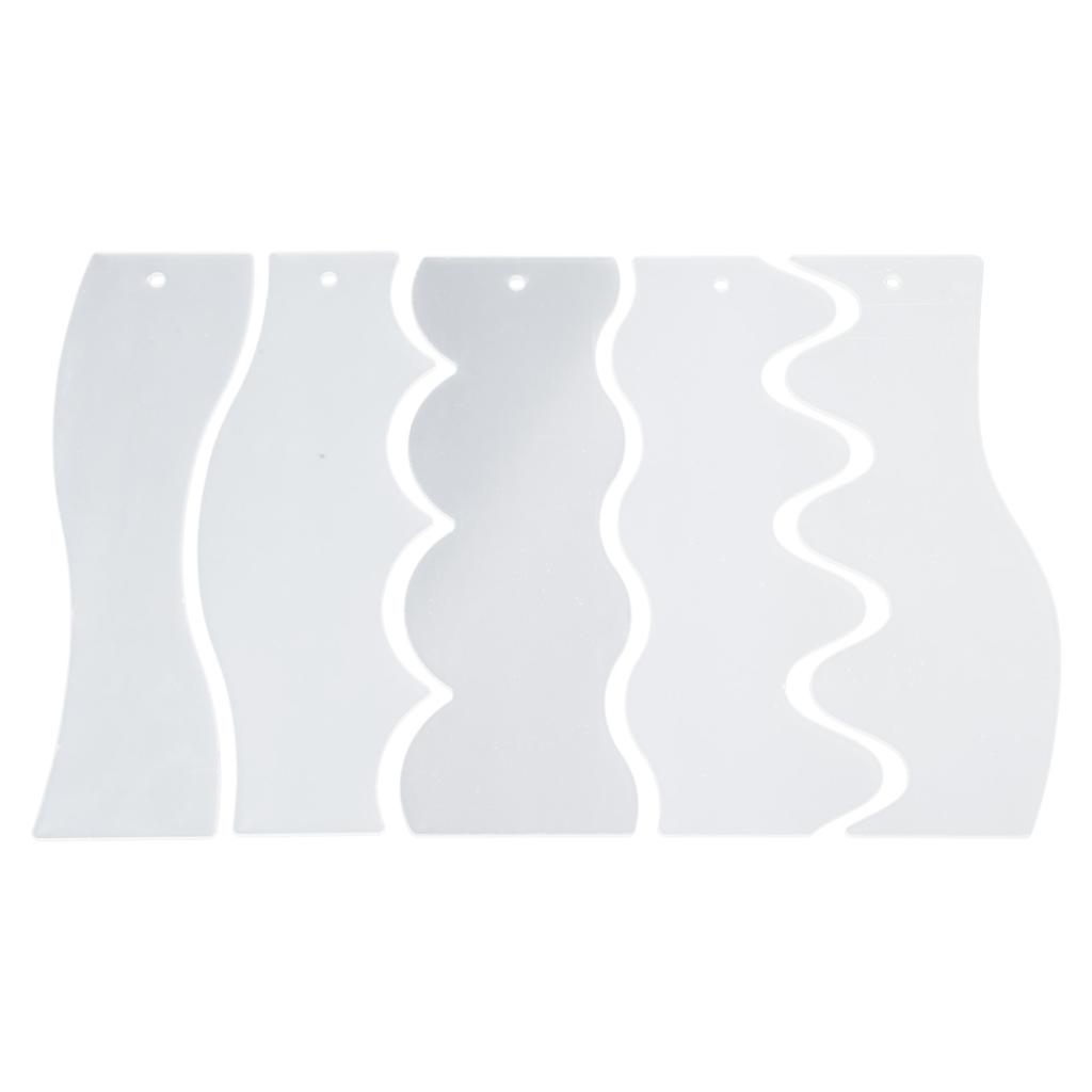 5Pcs Clear Acrylic Quilting Rulers Quilting Templates Double Side Wavy Quilting Rulers Stencils For Patchwork Project