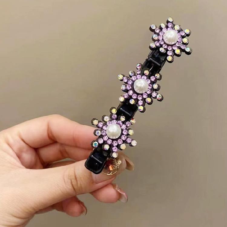 5x Sparkling Crystal Stone Braided Hair Clips Tooth-Shaped Non-Slip Bang Hairpin