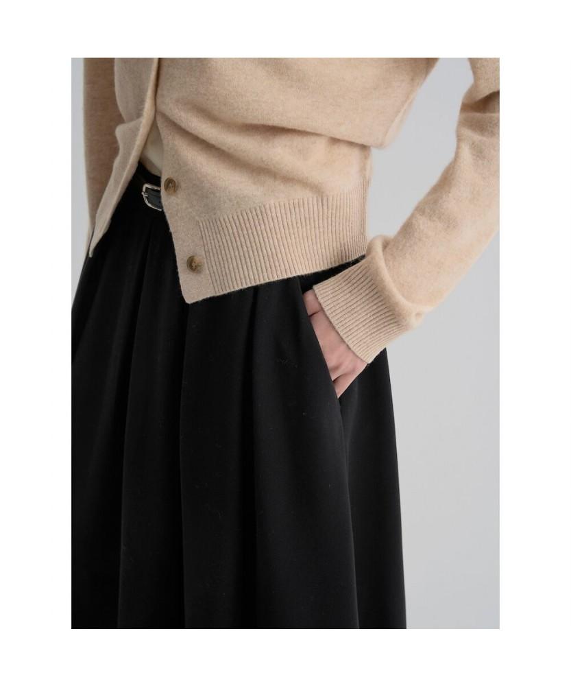 8SECONDS Belted Pleated Long Skirt Black