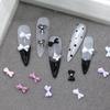 50/60Pcs Mix Color Bow With Pearl Korea Style Nail Art Charms 3D Pink Black White Bowknot Nail Accessories Diy Design
