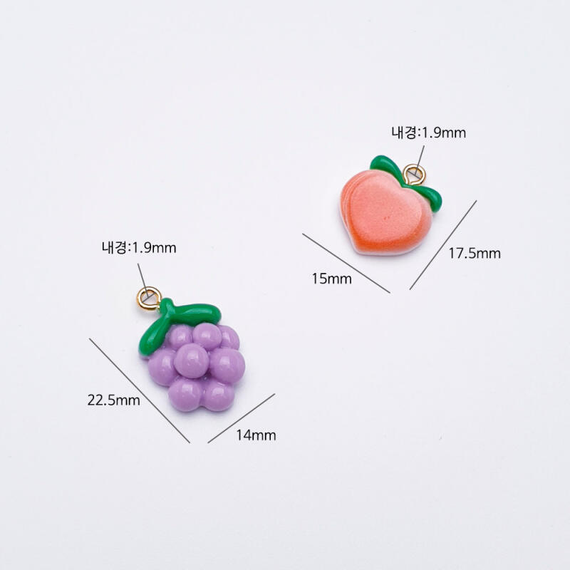 Fruit Pendants: Pineapple, Grape, Peach, Carrot, Strawberry