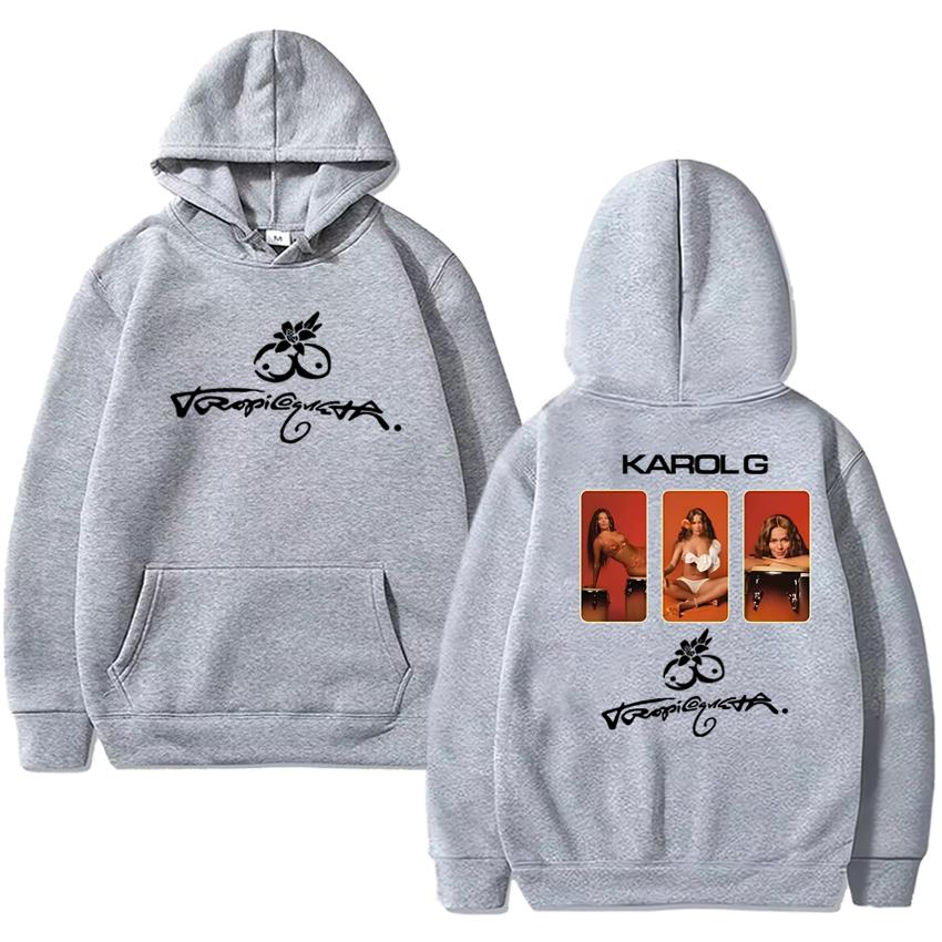 Singer KAROL G Tropicoqueta Album Double Sided Printed Hoodies Autumn Winter Men Women Fashion Pullover Unisex Fleece Sweatshirt