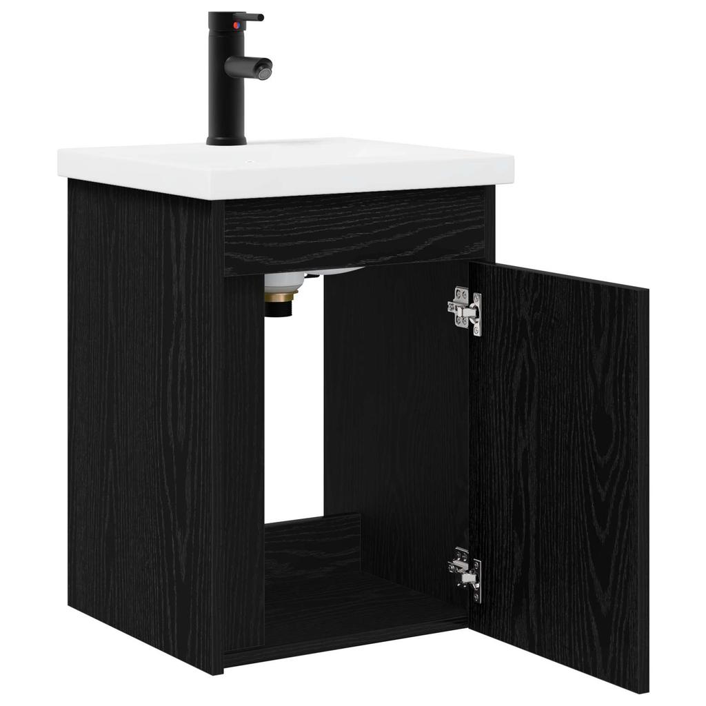 Bathroom Vanity Unit with Faucet Black Oak