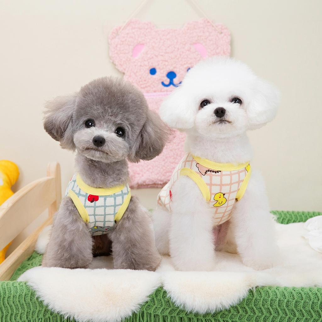 Spring and summer dog clothes, cats, small dogs, Teddy Bichon, Pomeranian pet supplies, breathable 24 small dinosaur vest