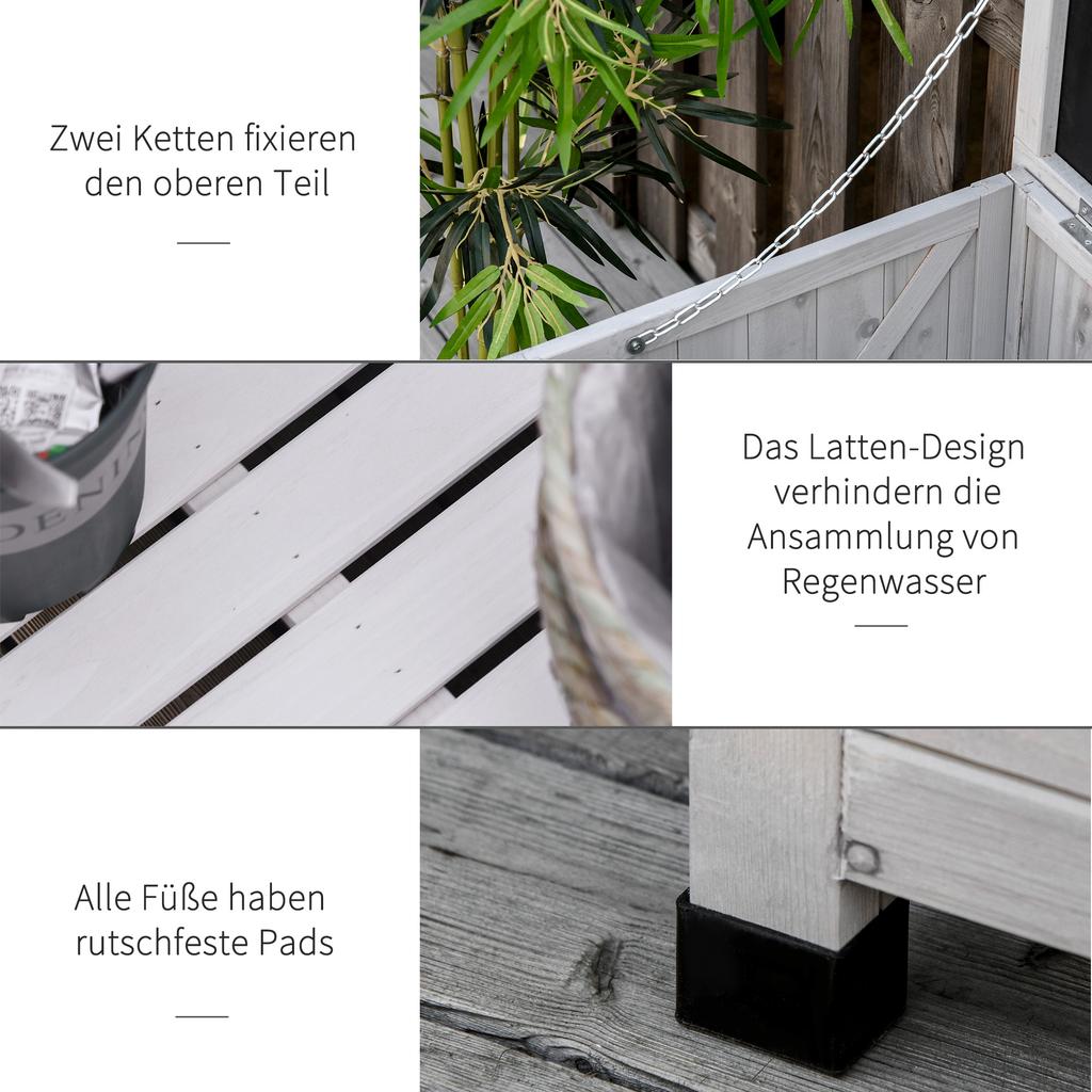 Gartenbox Weather Resistant Breathable Cushion Box Storage Box Spruce Wood Gray 127 X 56 X 60 Cm