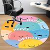 1pc Happy Birthday Office Round Area Rug, Indoor Mat Suitable ForOffice, Under Office Chairs Bedroom Living Room Home Decor, Room Deco D024