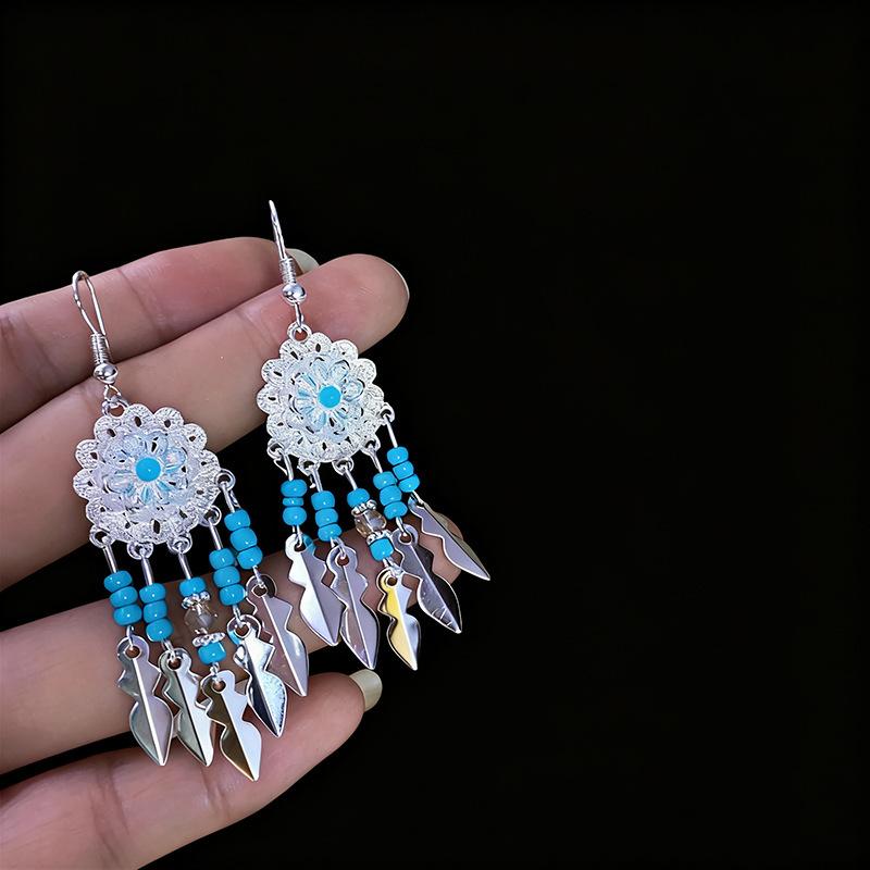 Ethnic style earrings Alloy silver-plated Miao ethnic minority Dong Yi earrings Earrings