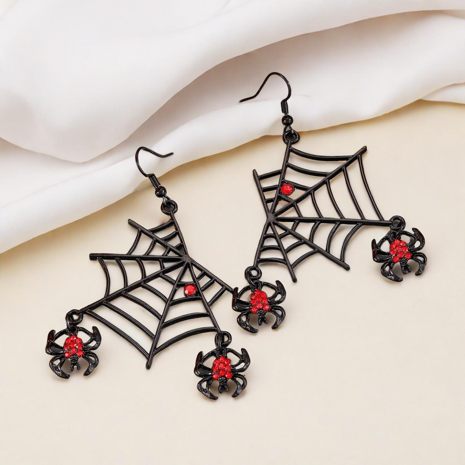 Dark goth spiderweb earrings - trendy, unique, versatile, statement pieces - halloween must-have party accessories