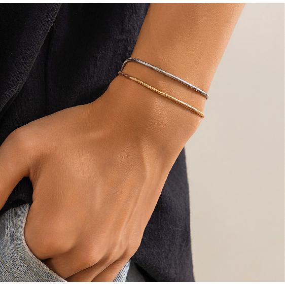 Hip-Hop Personality Double-Layer Simple Snake Bone Chain Bracelet Men's Fashion Niche Metal Bracelet Men's Jewelry