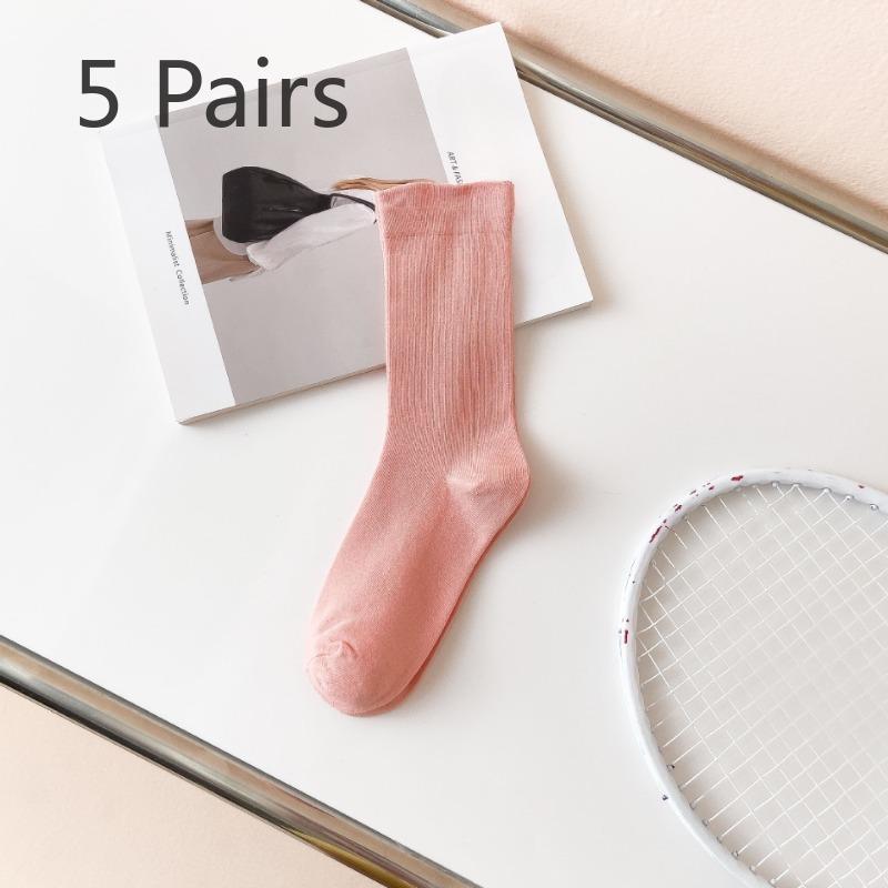 5 Pairs of All Cotton Long Stack Socks for Women In Autumn and Winter