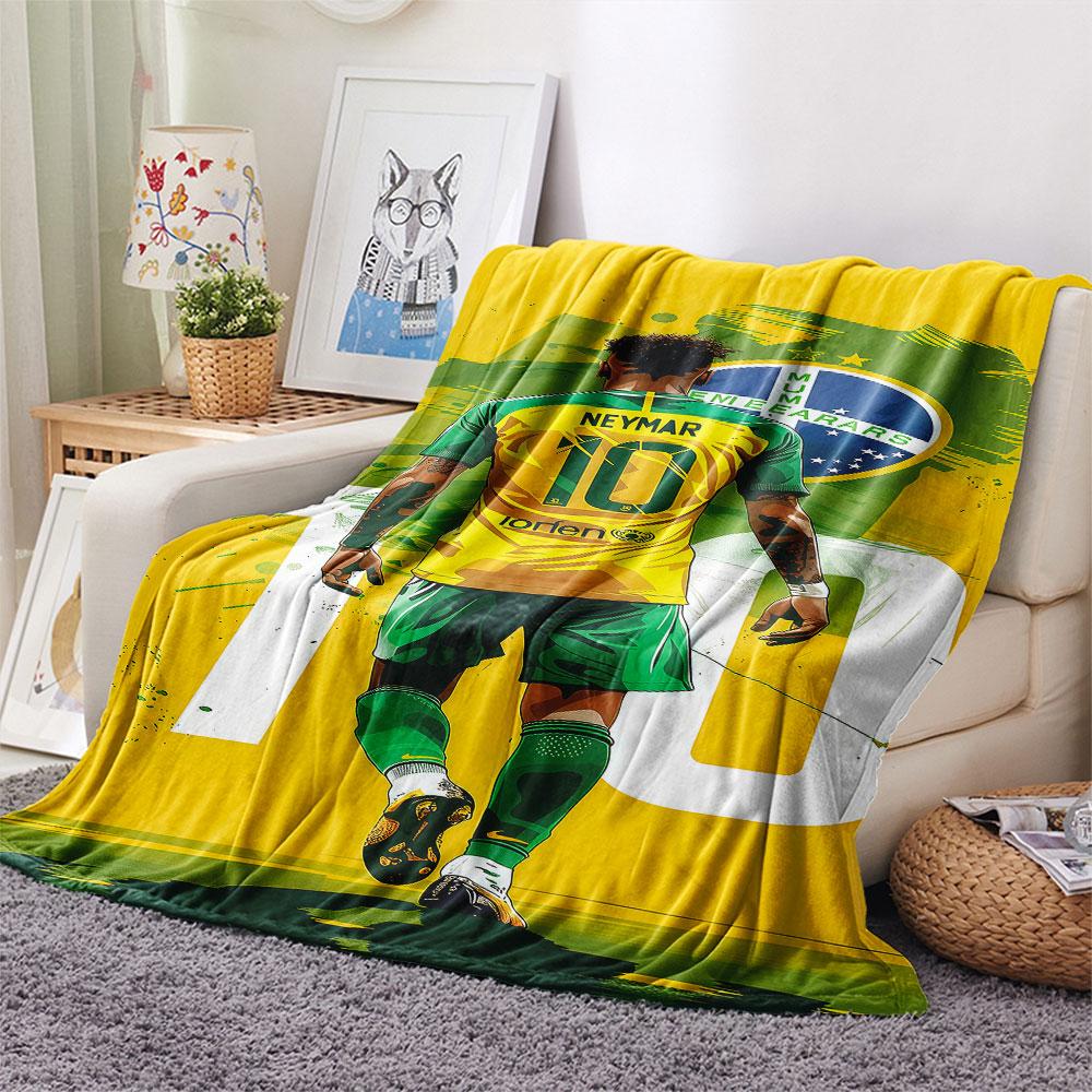 1PC Neymar Patterned Flannel Blanket Suitable For All Seasons for Home Decor Warmth and Comfort Gifts Holiday Present
