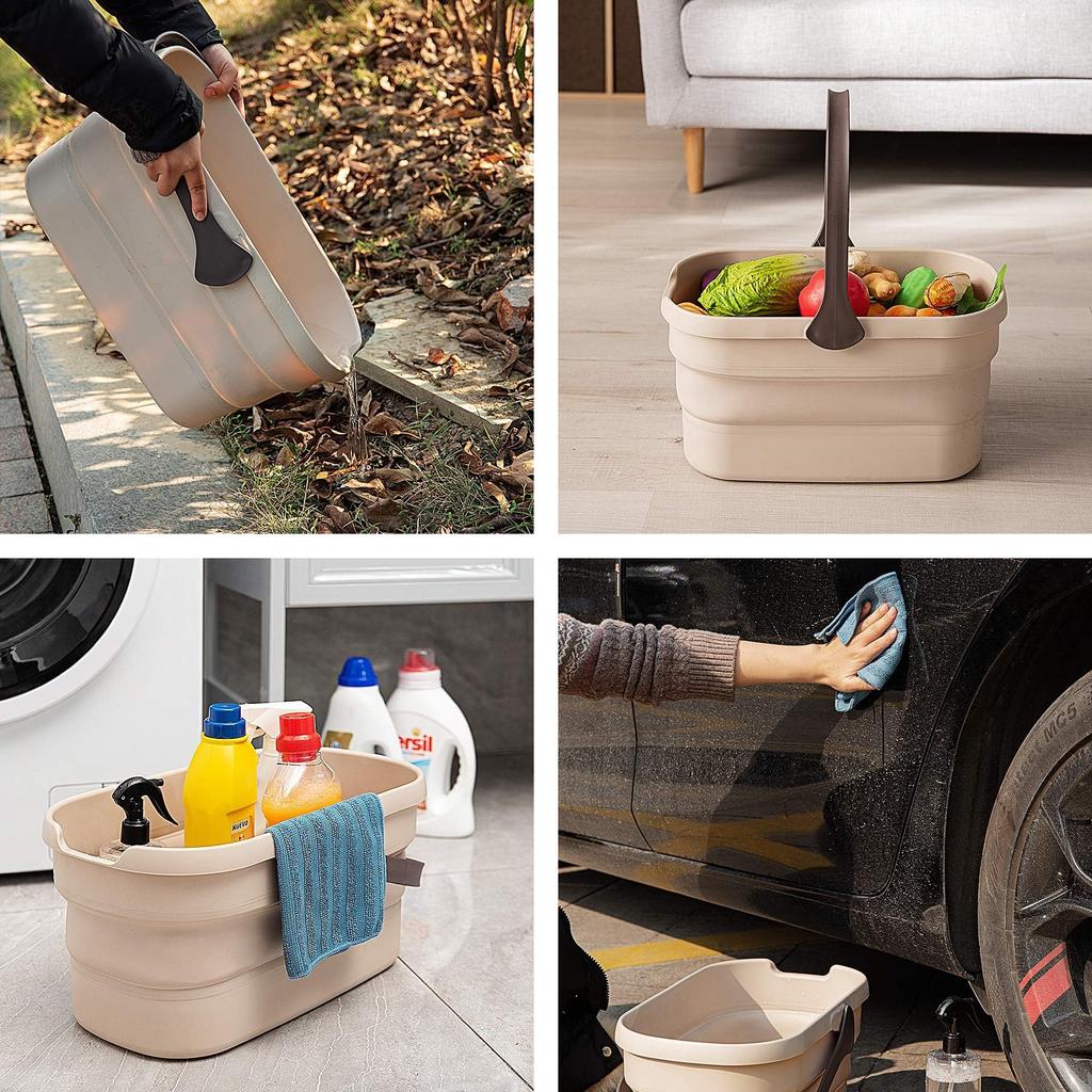 Eyliden Foldable Wash Laundry Foldable Silicone Wash Easy Car Fishing Shoe 36 x 19 x Car Bathroom Foot Portable Bucket, Basket, Bucket, 10L, Storage,