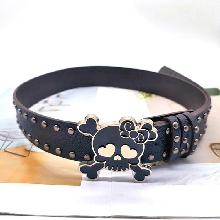 Pin Buckle PU Leather Belt Woman Casual Waist Decors Skull Belt 2000s Waiststrap
