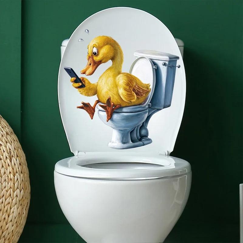 1 PC Funny Animal PVC Toilet Seat Stickers Monkey Zebra Giraffe Decals Waterproof Bathroom Wall Door Decor Creative Removable Decals