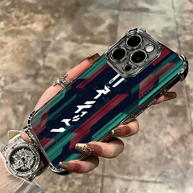 Cyberpunk Aesthetics Plating Phone Case For Iphone 16 17 Pro Max Air 16E 14 15 Plus 12 13 Mini Anti-Fall Airabag Cover