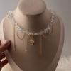 Nuova Collana con Perline a Forma di Cuore Y2K Donna Boho Cristallo Classe Ghiaia Catena Clavicola Choker Cool Y2K Gioielli di Moda Raffinati