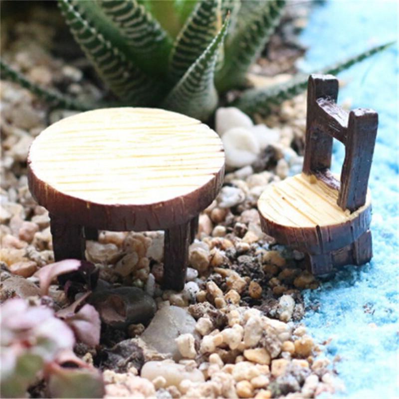 2pcs/set Mini Stool Lovers Couple Animals House Tree Fairy Garden Miniatures DIY Micro Landscape Decor Terrarium Action Figures
